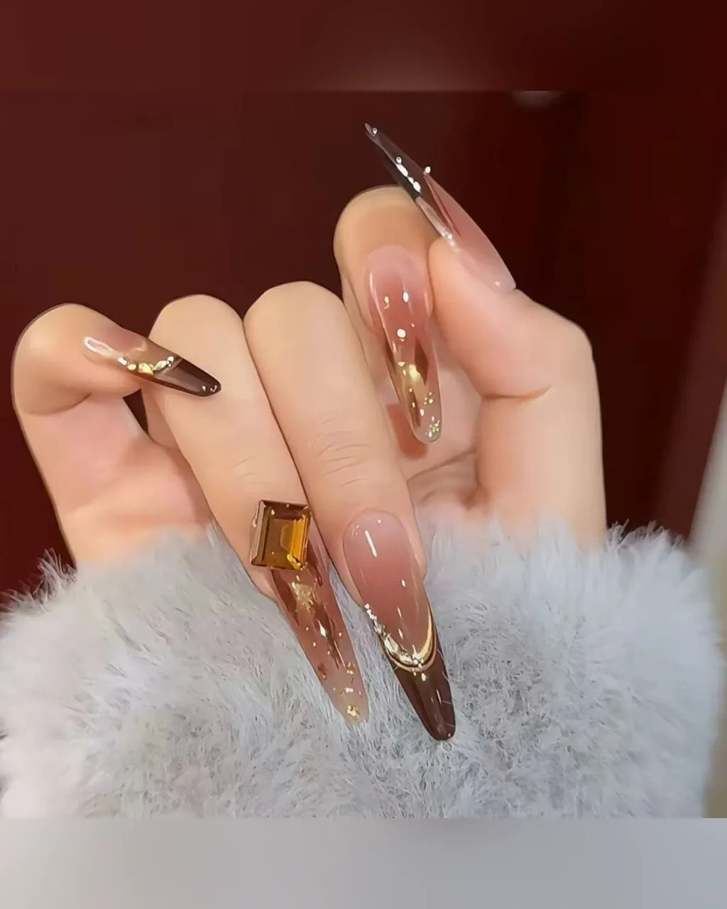Amber Gem Stiletto Press-On Nails, product image 1 of 3