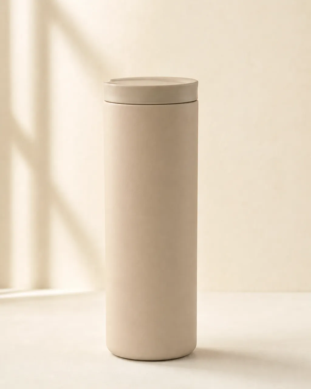 Crestmont Insulated Travel Tumbler, product concept image on a warm neutral background