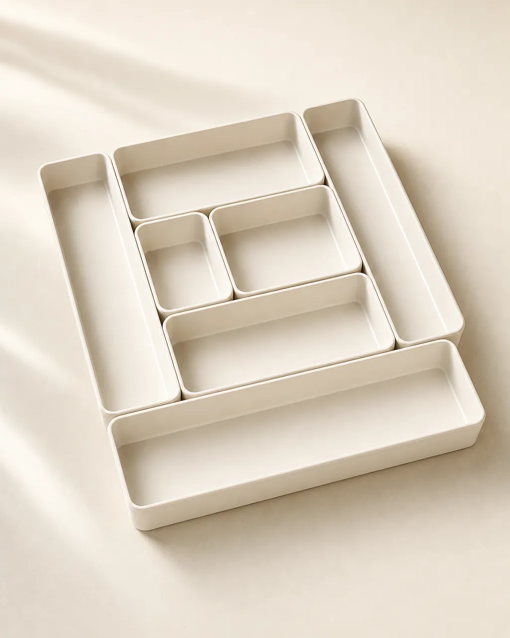 Crestmont Modular Drawer Organizer, product concept image on a warm neutral background