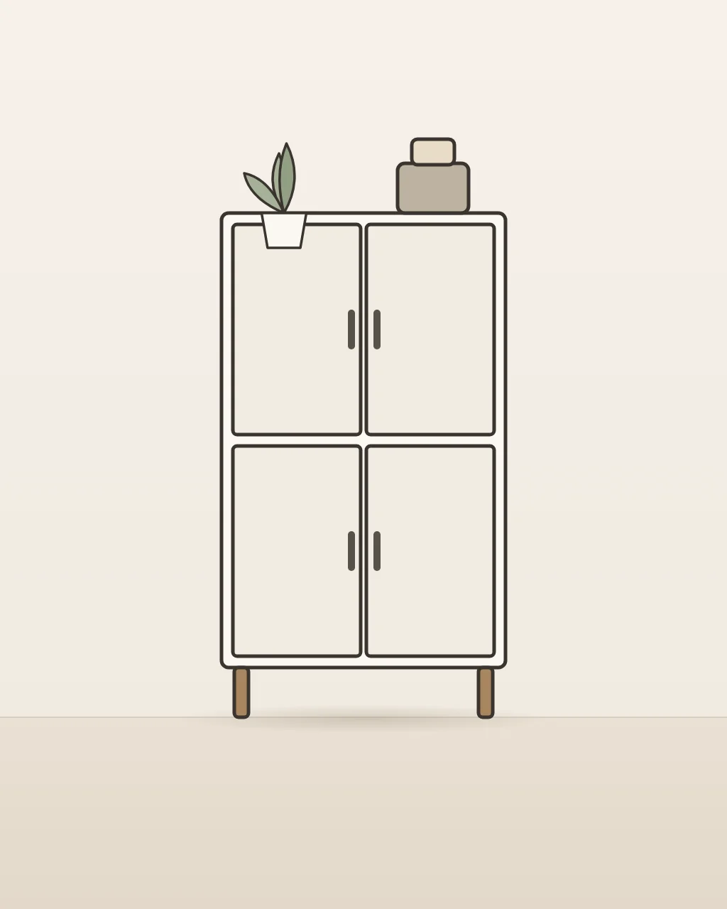 Crestmont Multi-Purpose Storage Cabinet, concept illustration of a four-door cabinet