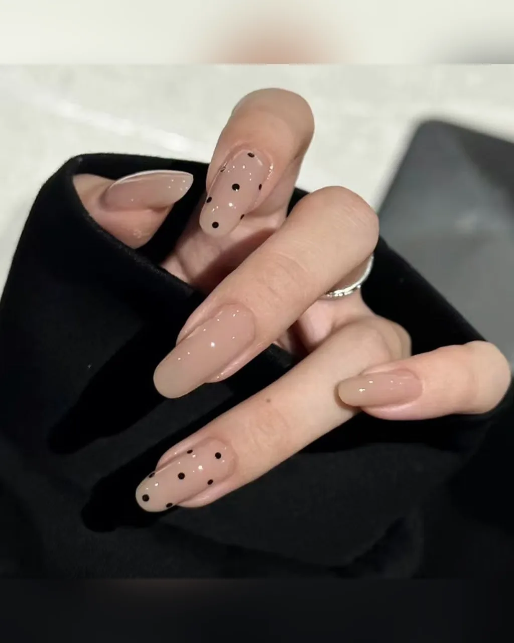 Nude Polka Dot Press-On Nail Set, product image 1 of 2