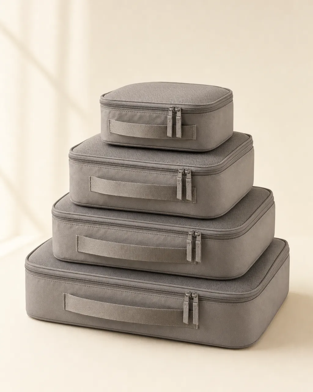 Crestmont Packing Cube Set, product concept image on a warm neutral background