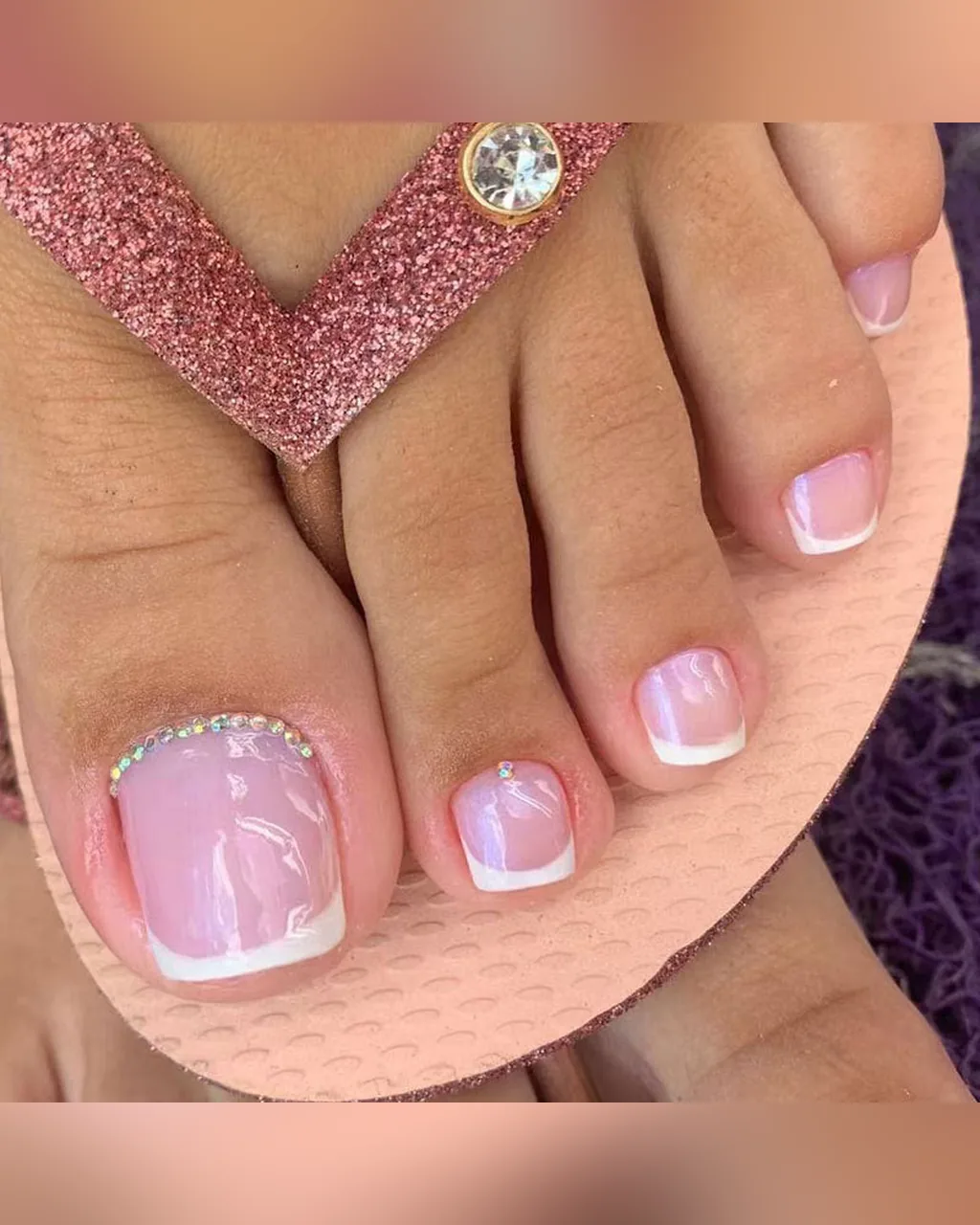 Pink French Rhinestone Toe Press-On Nails, product image 1 of 6