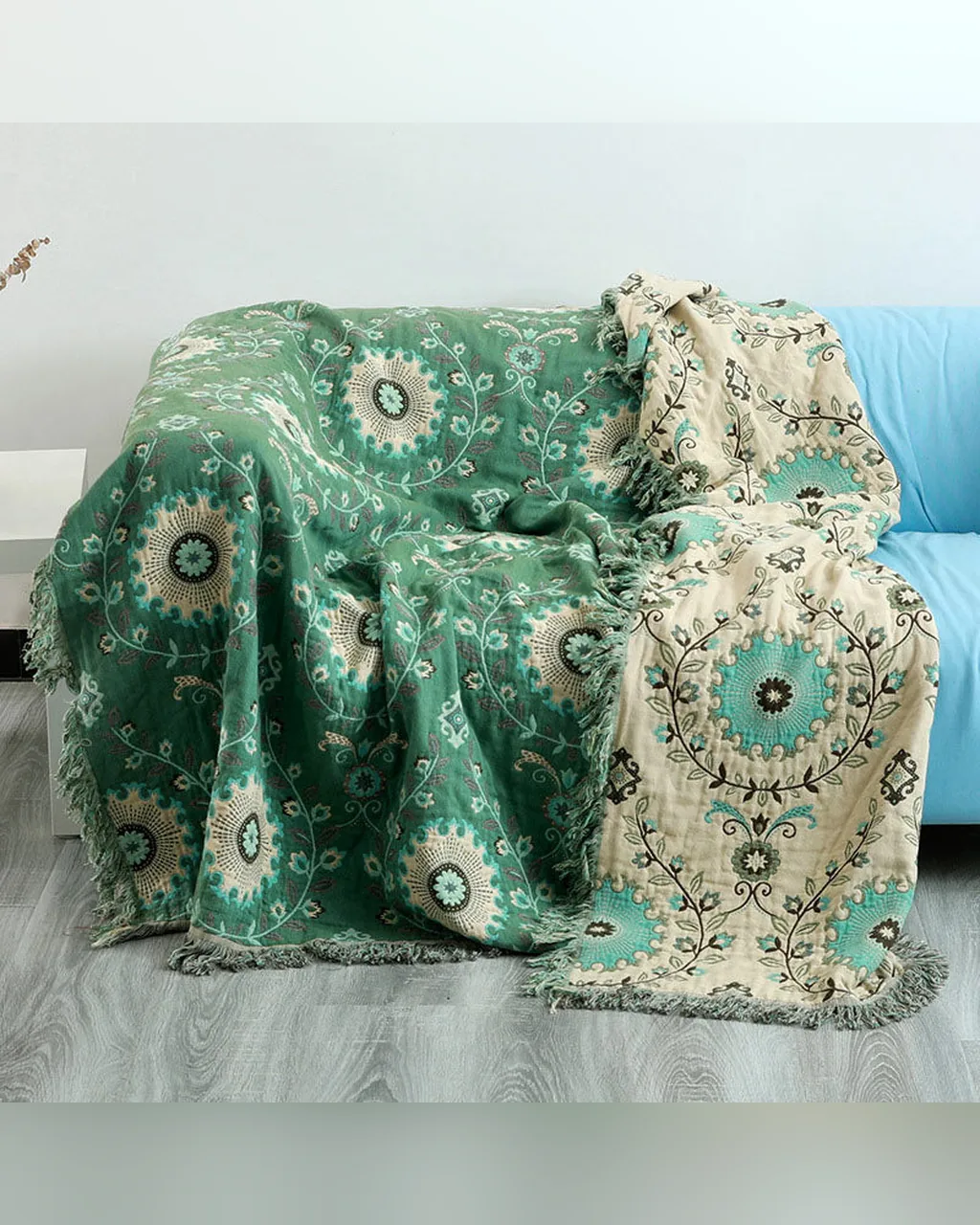 Reversible Cotton Sofa Cover Blanket, product image 1 of 7
